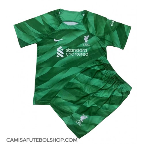 Camisa de time de futebol Liverpool Goleiro Replicas 3º Equipamento Infantil 2023-24 Manga Curta (+ Calças curtas)